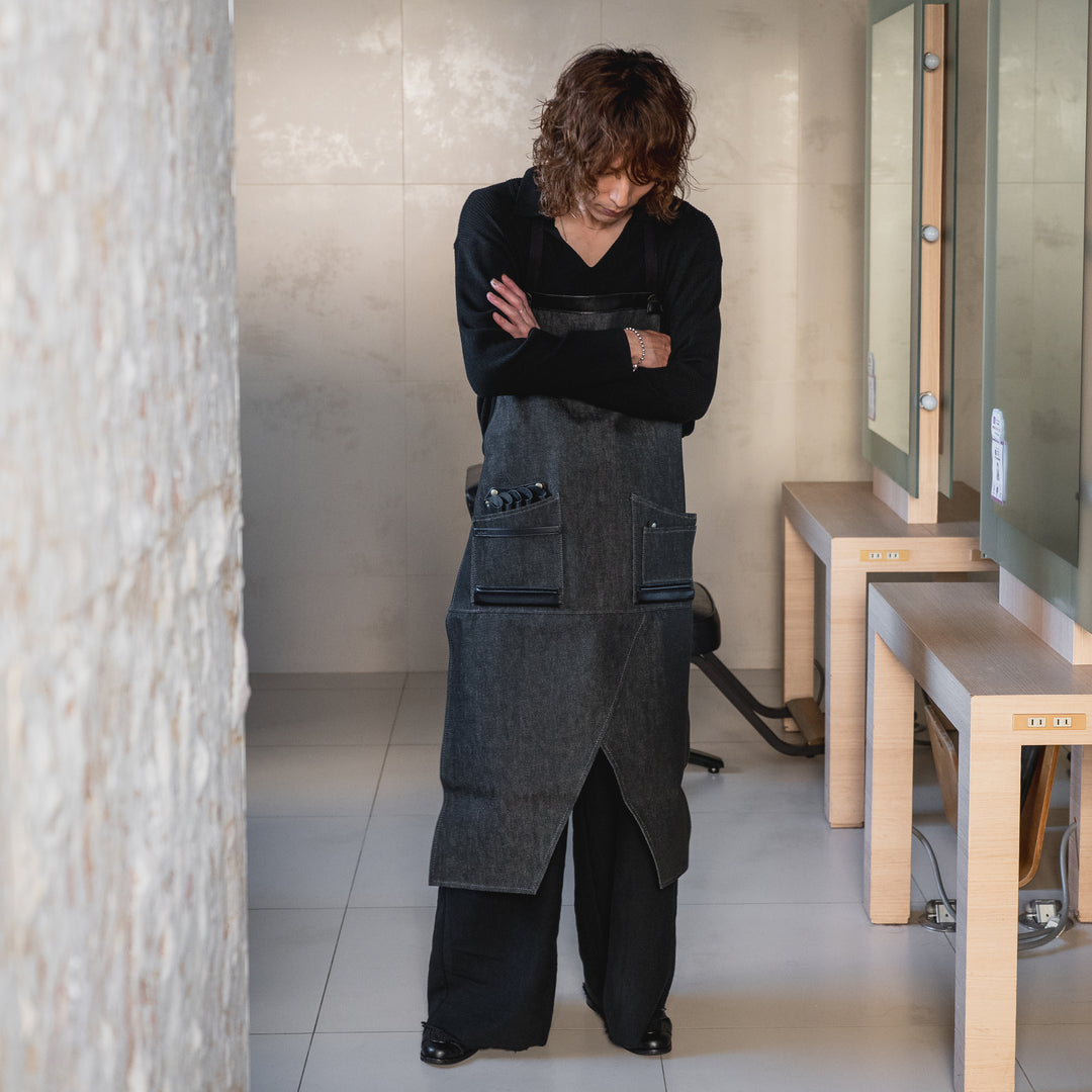 色落ちしにくい反応染岡山産デニム 幅広シザーエプロン AP024 aruci