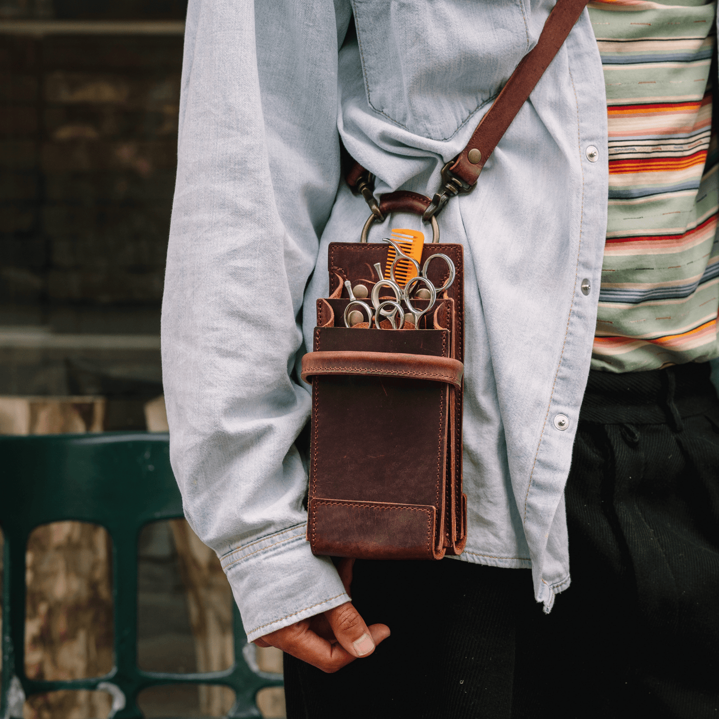 ヌメ革ナチュラル&うす茶色6丁差しシザーケースSCA-63/NC ヌメ革ナチュラル&うす茶色6丁差しシザーケースSCA-63/NC