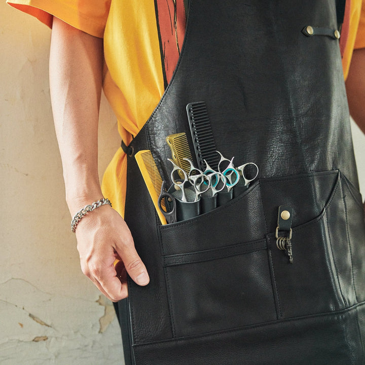 aruci ウォッシャブルレザーハカマエプロンブラック Regular】ウォッシャブルレザーハカマエプロン 3rd. ブラック