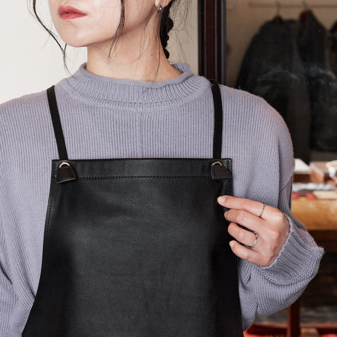Regular] Washable Leather Hakama Apron, Brown, Regular Size